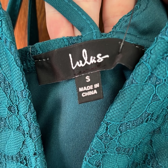 Nights to Remember Emerald Green Lace V-Neck Skater Dress - Picture 9 of 9